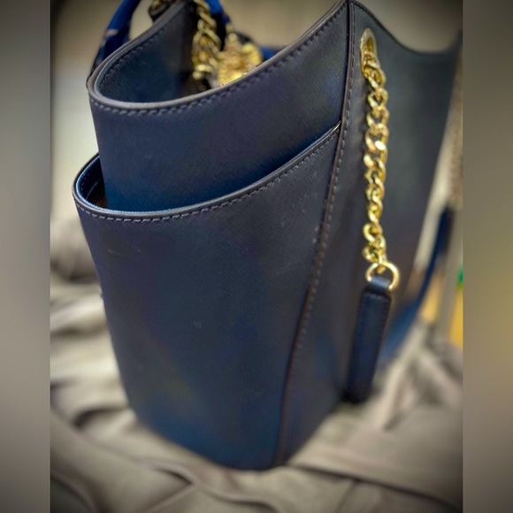 Michael Kors Jet Set Large Saffiano Leather Shoulder Bag - Blue - Picture 5 of 14